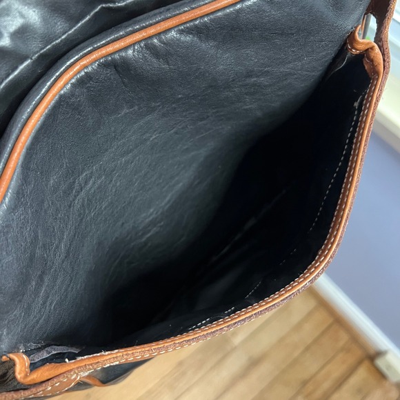 Vintage Pollini Italian Leather Crossbody Bag‎ Purse Classic Brown Black 12x7x4 - Picture 13 of 15